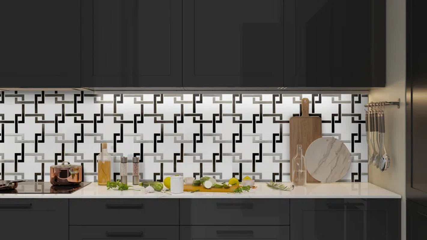 Blanco Lynx 10" X 11" Stone Metal/Marble Mosaic Tile