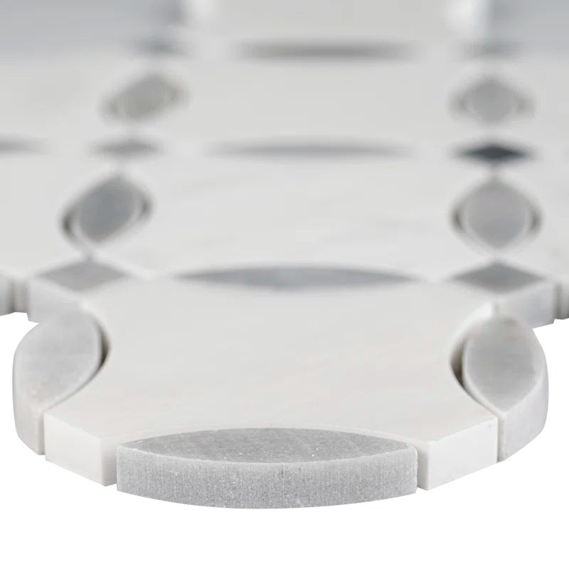 Bianco Dolomite Lola 10.25" X 10.25" Polished Marble Mosaic Floor and Wall Tile