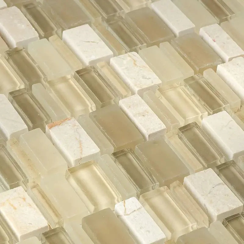 Clio  Random Sized Glass Mosaic Tile in Nox