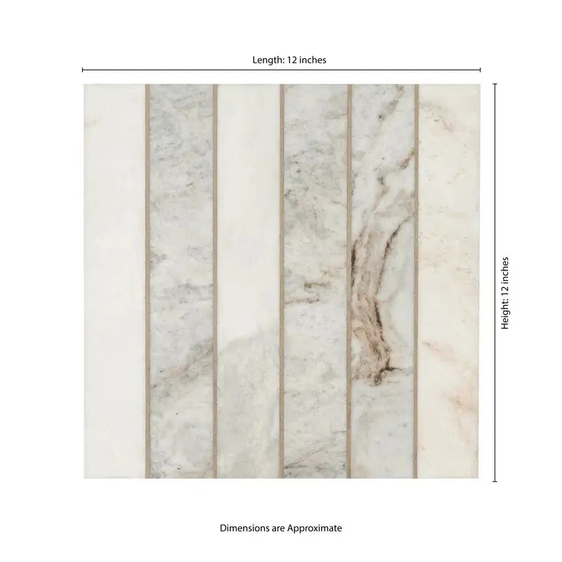 Arabescato Venato White 12" X 12" Stack Honed Marble Mosaic Tile