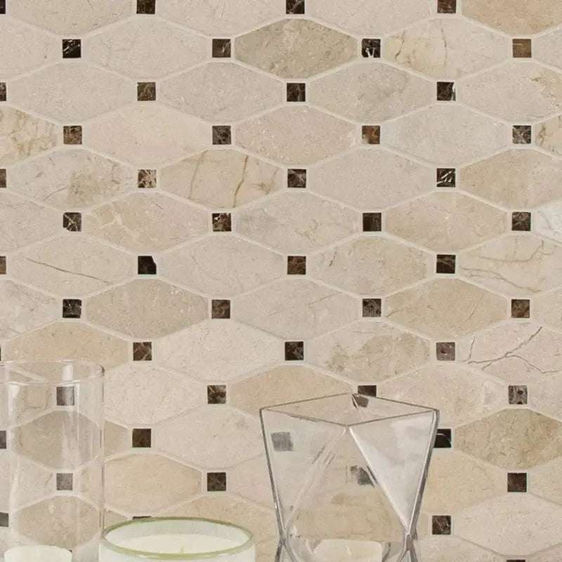 Valencia Blend Elongated Octagon 12.25 In. X 15 In. Polished Marble Mosaic Floor and Wall Tile