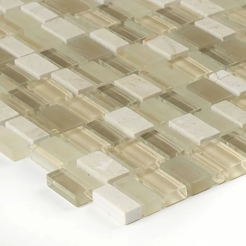 Clio  Random Sized Glass Mosaic Tile in Nox
