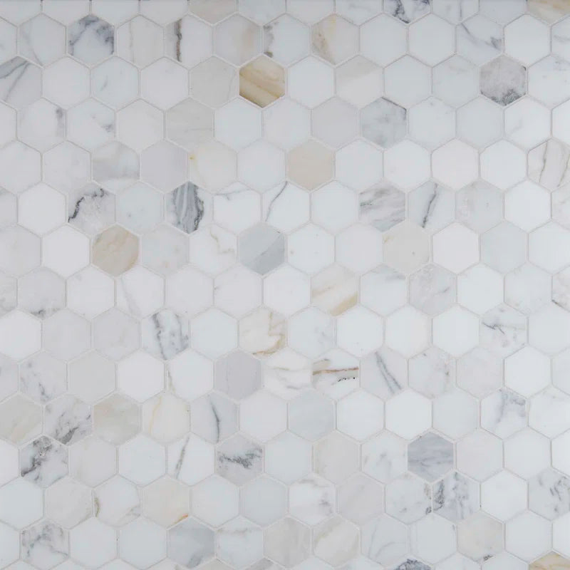 Calacatta Gold Hexagon 2" X 2" Polished Marble Mosaic Tile