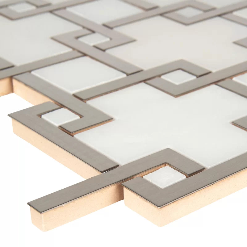 Blanco Lynx 10" X 11" Stone Metal/Marble Mosaic Tile