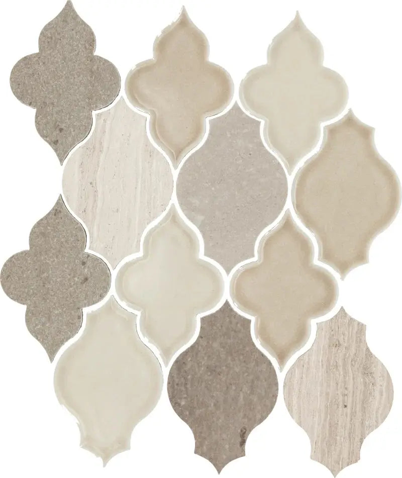 Raine 11" X 10" Natural Stone Arabesque Mosaic Wall Tile