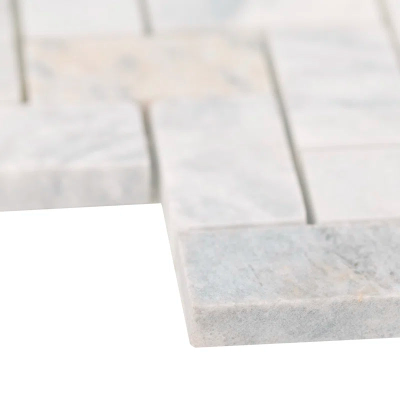 Capri Blue 11.63'' X 11.63'' Herringbone Honed Marble Mosaic Tile