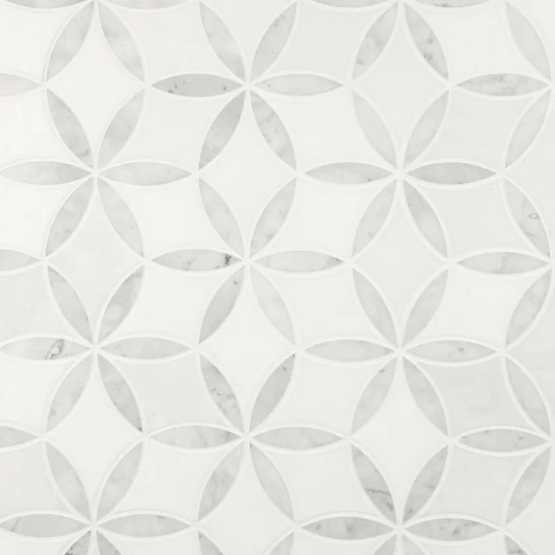 La Fleur 8.9" X 9.92" Polished Marble Mesh-Mounted Mosaic Tile