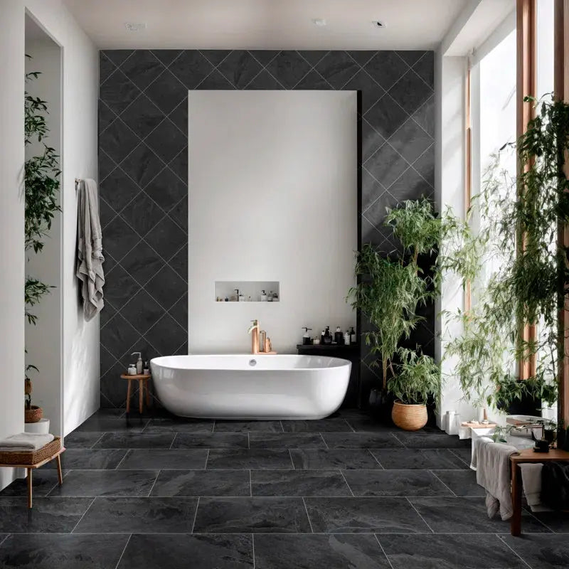 Montauk Black 16"X24" Gauged Slate Field Tile