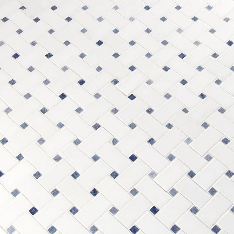 Azula Basketweave 12" X 12" Marble Mesh-Mounted Mosaic Wall and Floor Tile