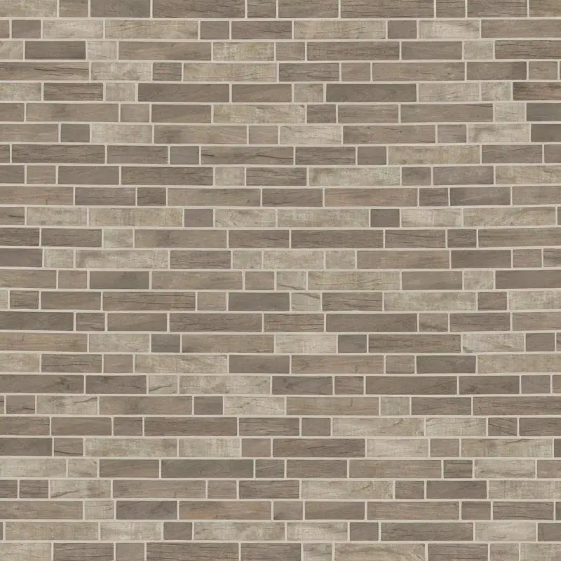 Interlocking Random Sized Glass/Stone Mosaic Tile in Gray/Taupe