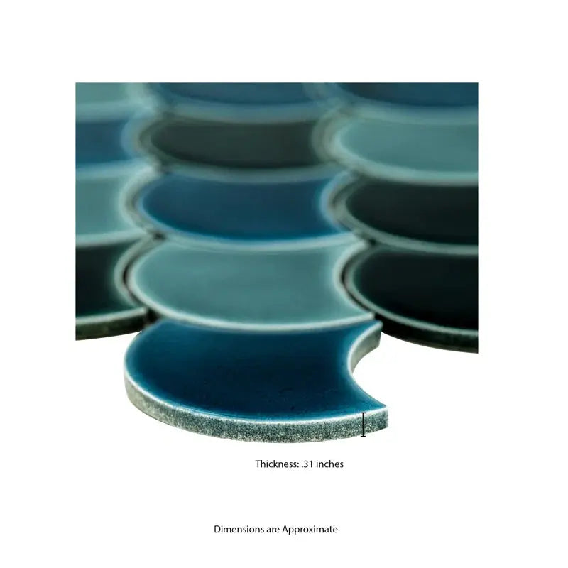Domino Scallop 10 In. X 13 In. Glossy Porcelain Mosaic Tile