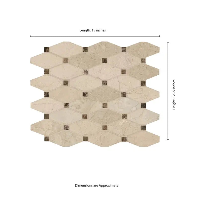 Valencia Blend Elongated Octagon 12.25 In. X 15 In. Polished Marble Mosaic Floor and Wall Tile