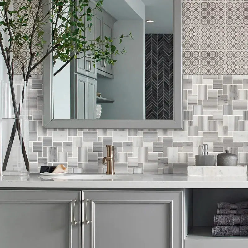 Bergamo Magic Random Sized Marble Mosaic Tile