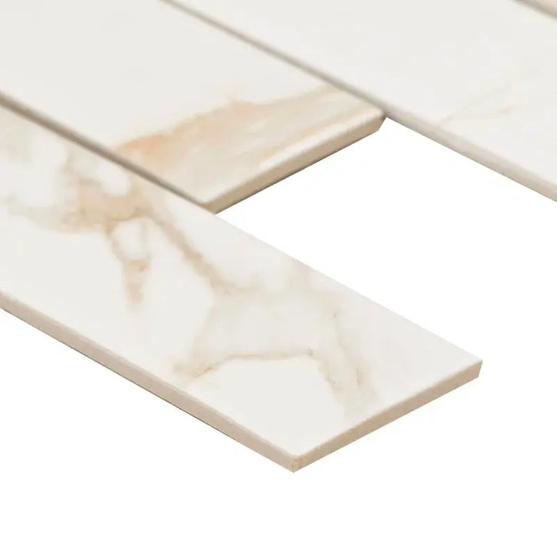 Calcatta Gold Subway 11.46" X 11.69" Matte Porcelain Mosaic Tile