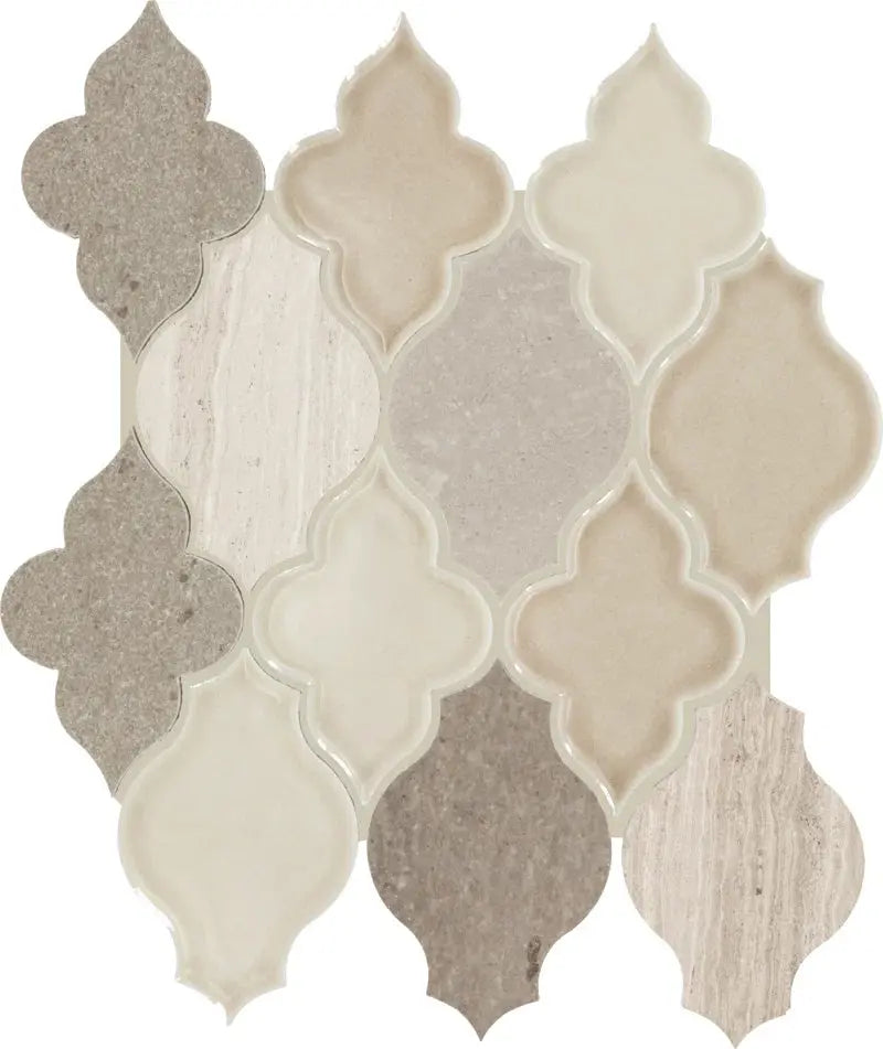 Raine 11" X 10" Natural Stone Arabesque Mosaic Wall Tile