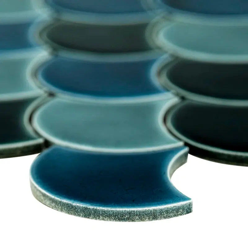 Domino Scallop 10 In. X 13 In. Glossy Porcelain Mosaic Tile