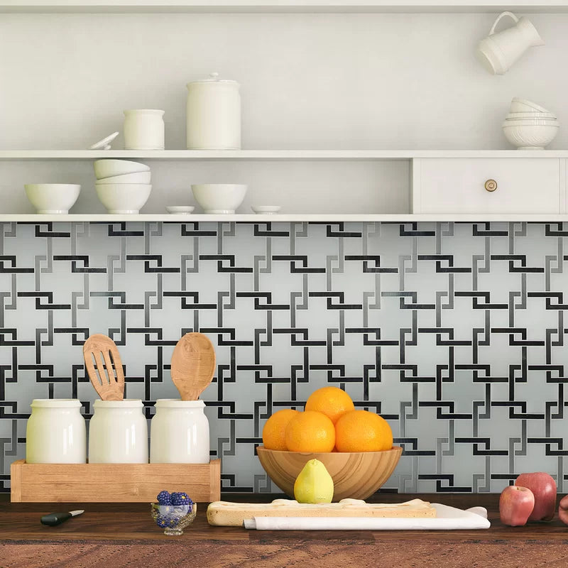 Blanco Lynx 10" X 11" Stone Metal/Marble Mosaic Tile