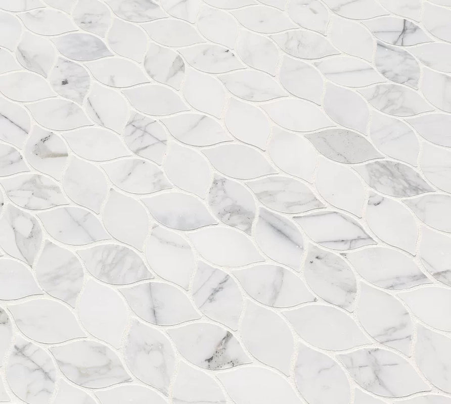 Calacatta Blanco Pattern Polished Marble Mosaic Tile