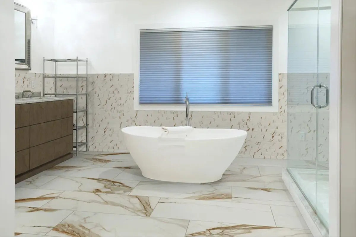 Calcatta Gold Subway 11.46" X 11.69" Matte Porcelain Mosaic Tile
