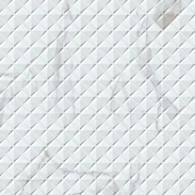 Dymo Statuary Chex 12" X 24" White Glossy Ceramic Wall Tile