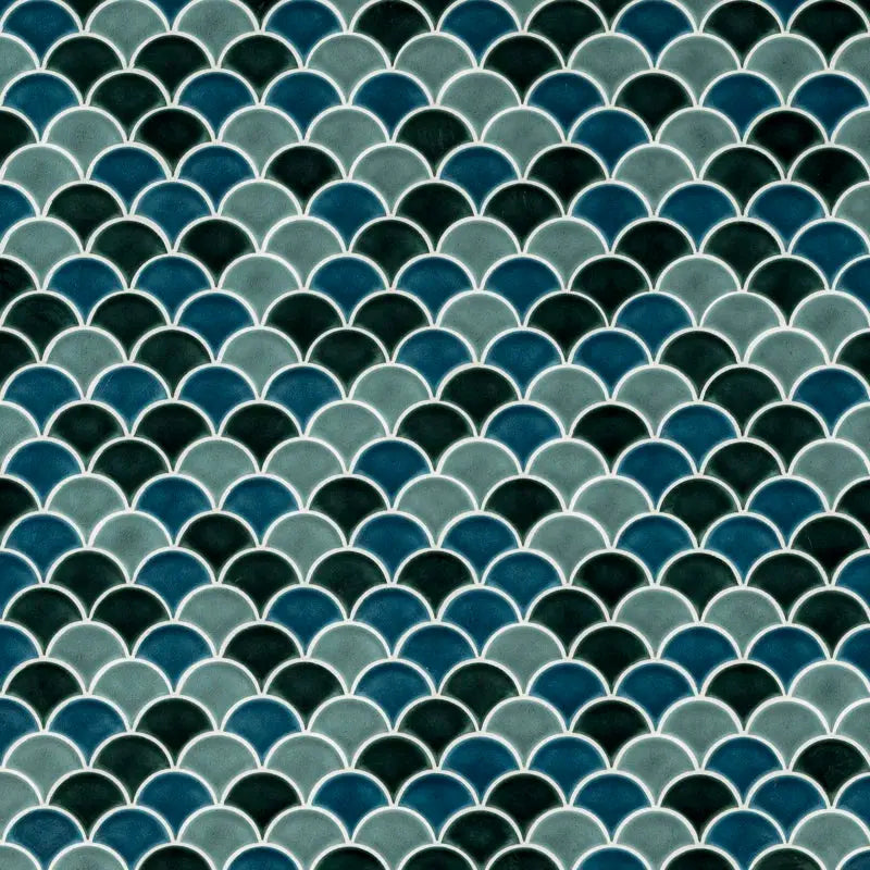Domino Scallop 10 In. X 13 In. Glossy Porcelain Mosaic Tile