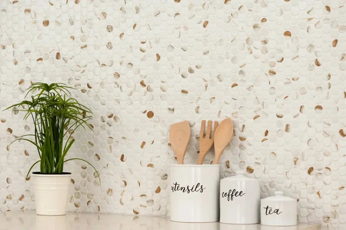 Calacatta Gold Matte round 10.49" X 11.81" Matte Porcelain Mosaic Tile