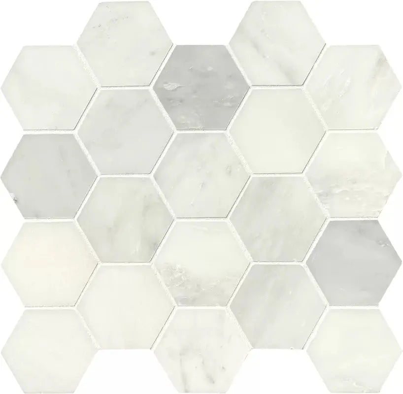Greecian 3" X 3" Marble Honeycomb Mosaic Wall & Floor Tile