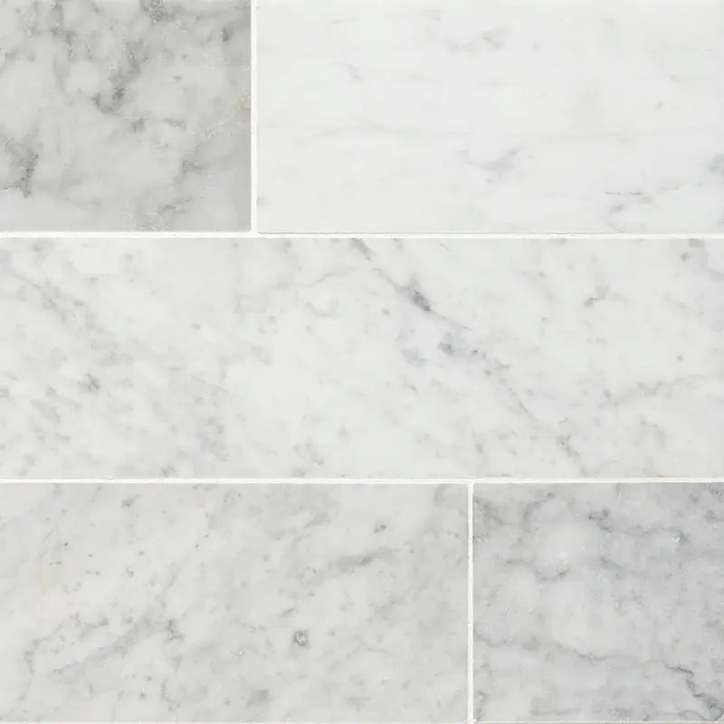 Carrara White 4" X 12" Honed Marble Floor and Wall Marble Tile