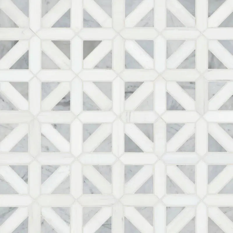 Bianco Dolomite 12" X 12" Marble Grid Mosaic Wall & Floor Tile