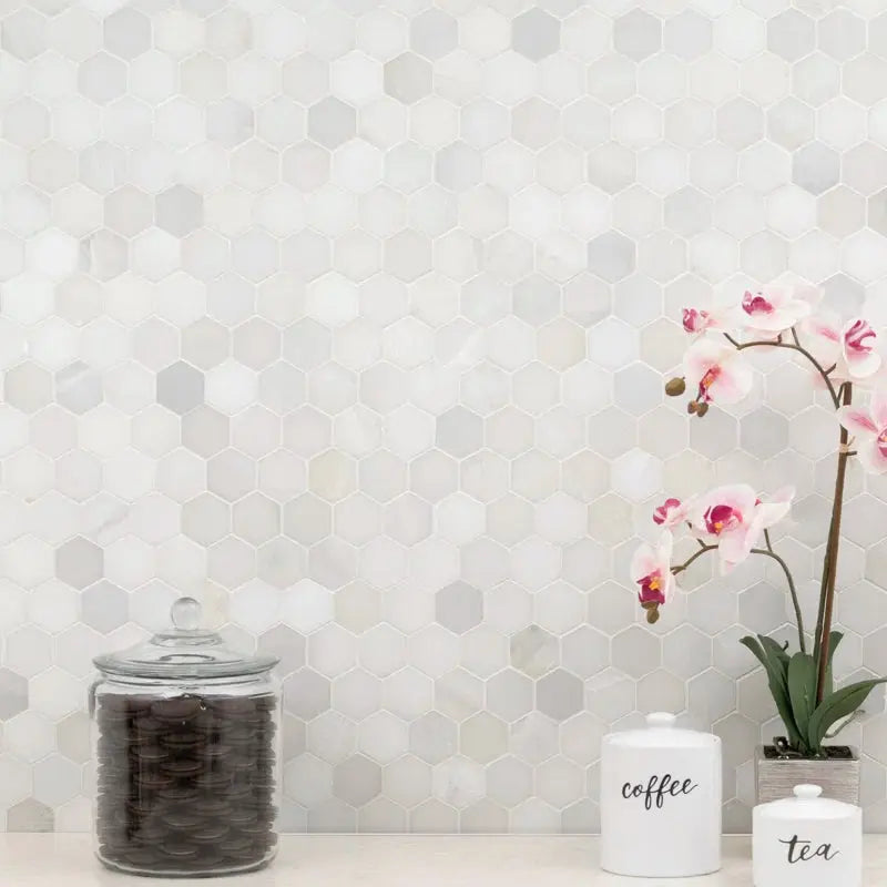 Greecian White Hexagon 11.75 X 12 Polished Marble Mosaic Tile