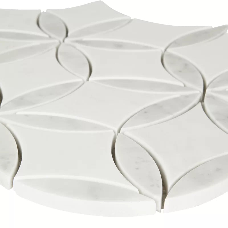 La Fleur 8.9" X 9.92" Polished Marble Mesh-Mounted Mosaic Tile