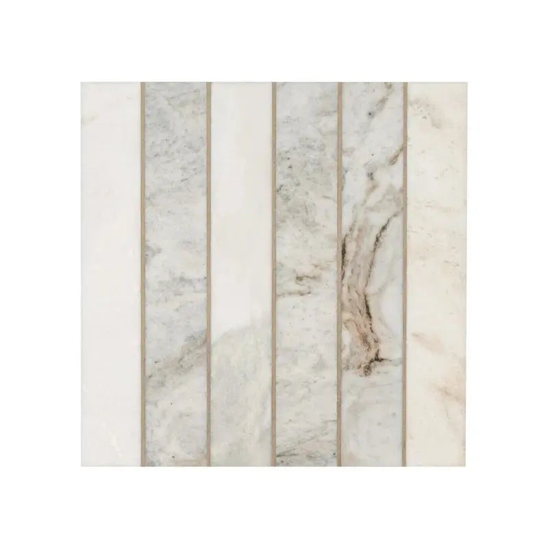 Arabescato Venato White 12" X 12" Stack Honed Marble Mosaic Tile