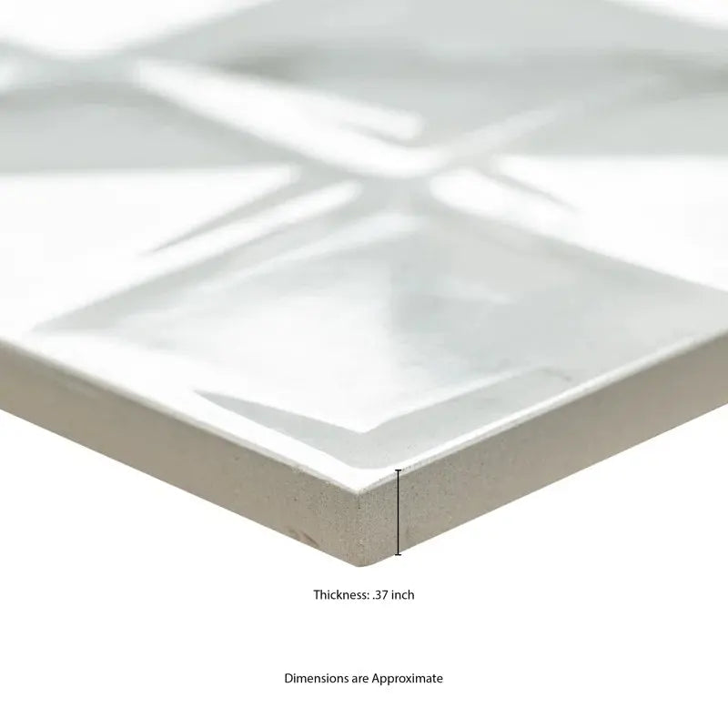 Dymo Statuary Chex 12" X 24" White Glossy Ceramic Wall Tile