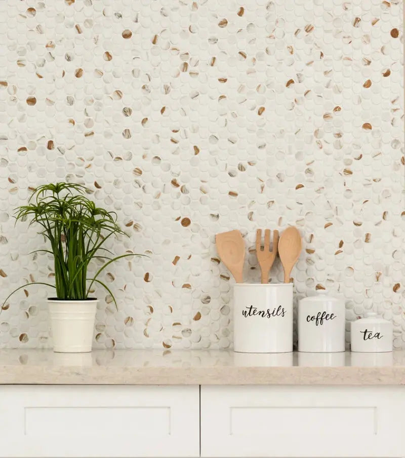 Calacatta Gold Matte round 10.49" X 11.81" Matte Porcelain Mosaic Tile