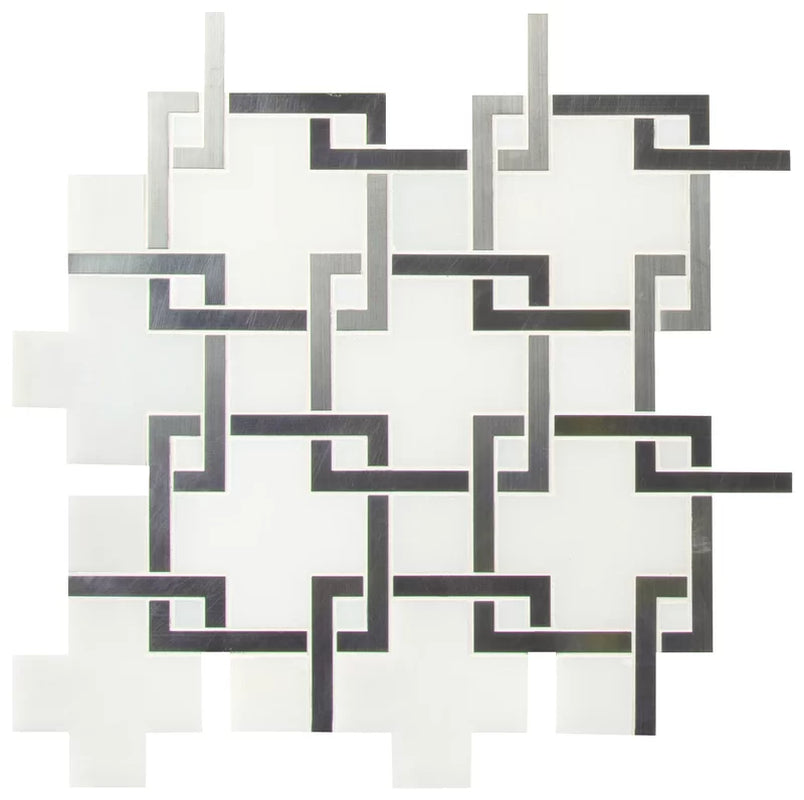 Blanco Lynx 10" X 11" Stone Metal/Marble Mosaic Tile