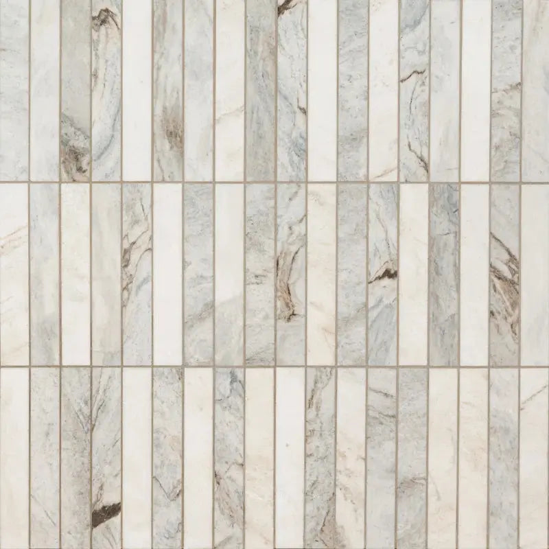 Arabescato Venato White 12" X 12" Stack Honed Marble Mosaic Tile