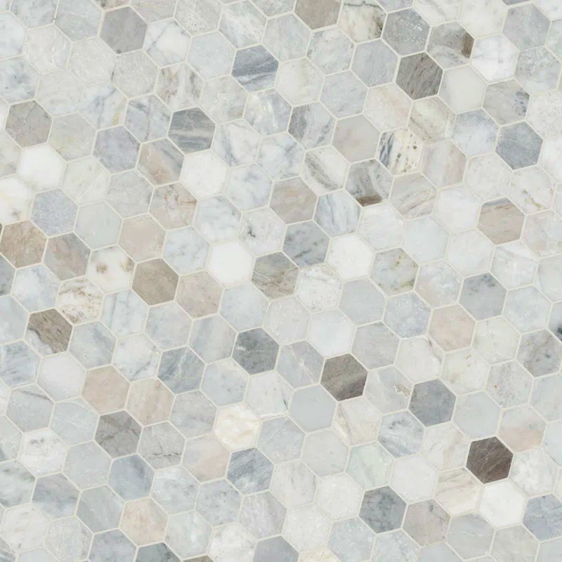 Capri Blue 12" X 11.75" Hexagon Honed Marble Mosaic Tile