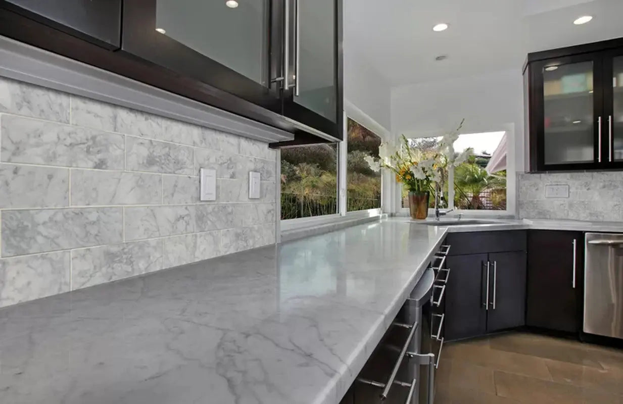 Carrara White 4" X 12" Polished Marble Floor and Wall Tile