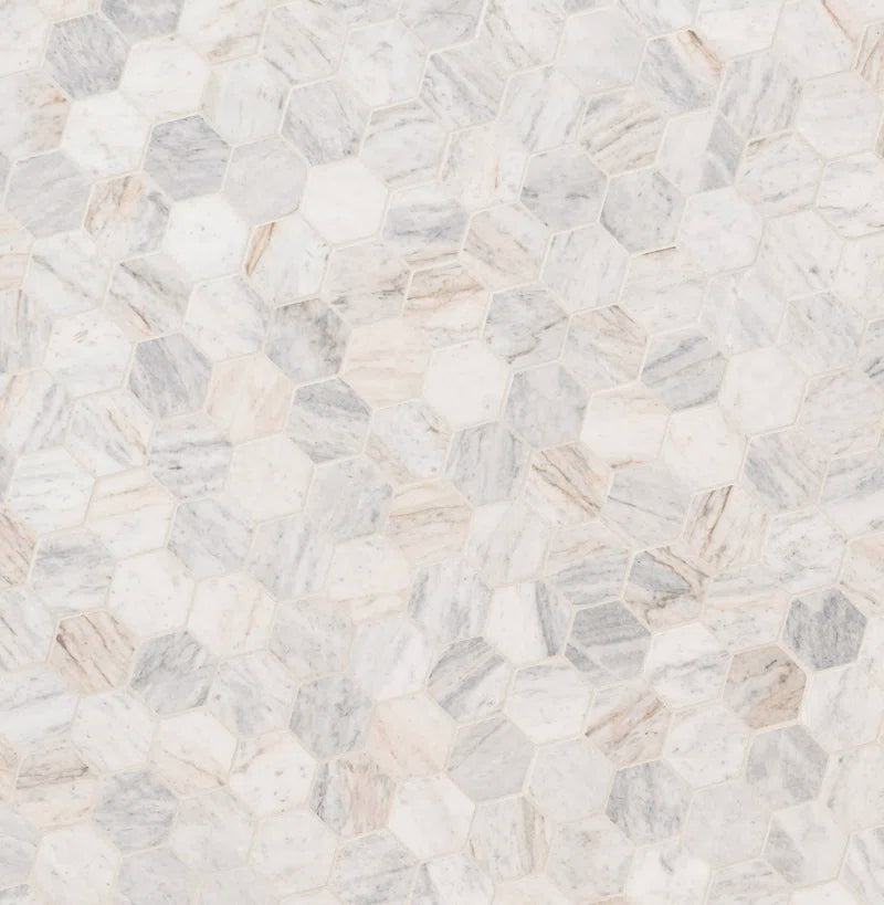 Capri Blue 12" X 11.75" Hexagon Honed Marble Mosaic Tile