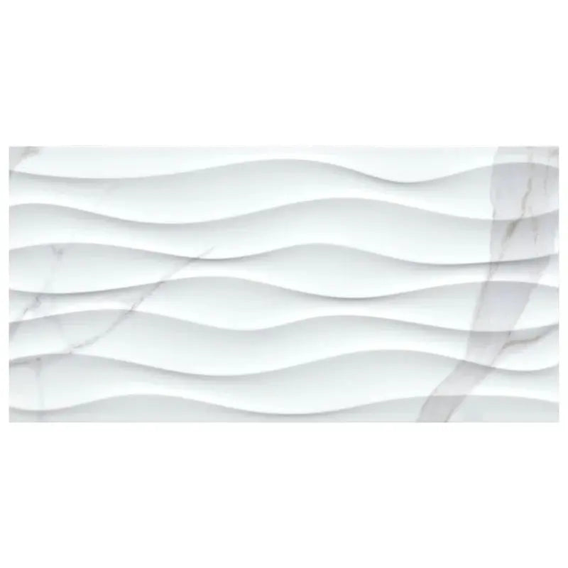 Dymo Statuary 12" X 24" Wavy White Glossy Ceramic Wall Tile