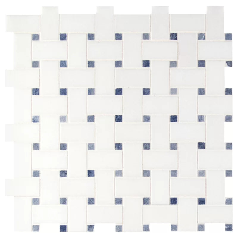Azula Basketweave 12" X 12" Marble Mesh-Mounted Mosaic Wall and Floor Tile