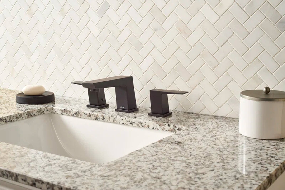 Greecian Herringbone Polished Glass/Stone Mosaic Tile in White