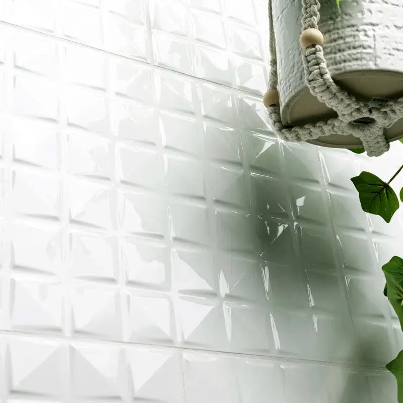 Dymo Chex White 12" X 24" Glossy Ceramic Wall Tile