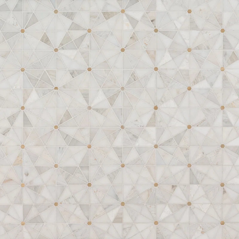 Elegante Pinwheel Gold 10.31" X 11.89" Stone Metal Blend Mosaic Tile