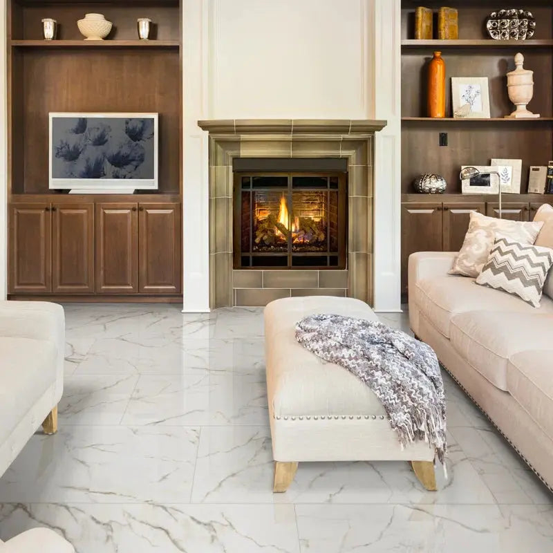 Kaya Calacatta Lucca 24" X 48" Polished Porcelain Marble Look Wall & Floor Tile