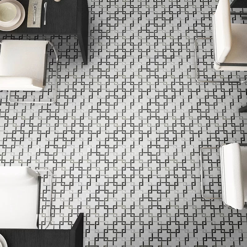 Blanco Lynx 10" X 11" Stone Metal/Marble Mosaic Tile