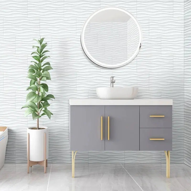 Dymo Wavy 12" X 24" Ceramic Polished Wall Tile