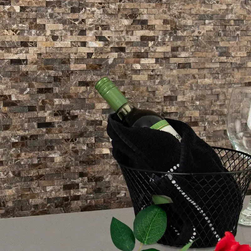 Emperador Marble Splitface Tile in Brown