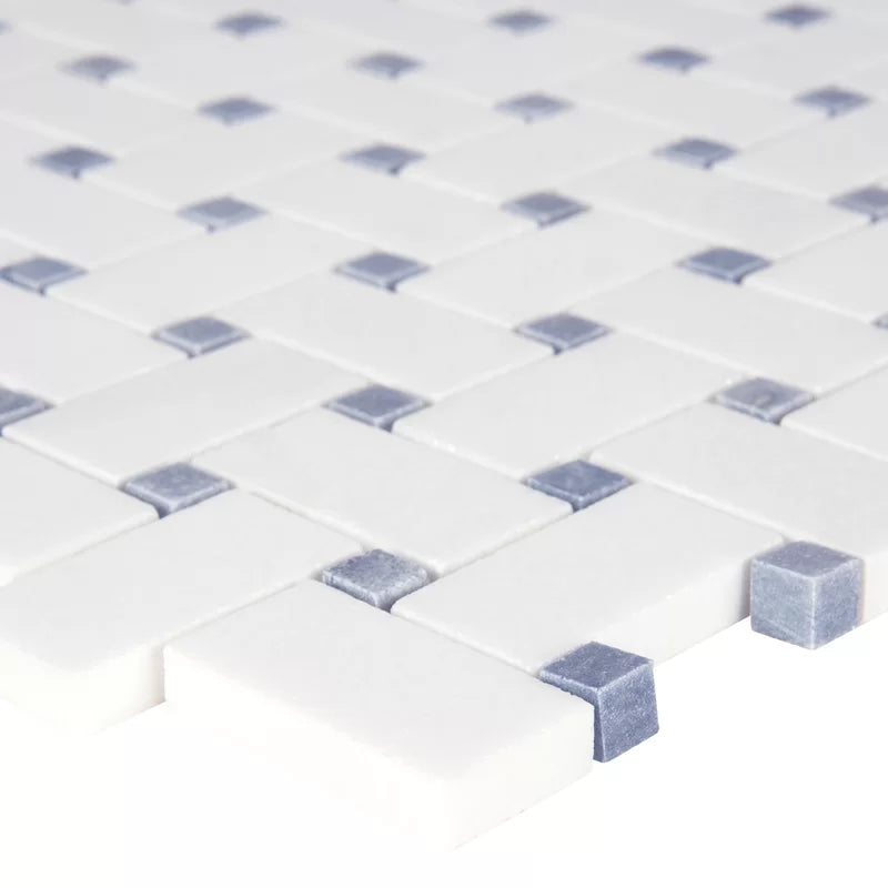 Azula Basketweave 12" X 12" Marble Mesh-Mounted Mosaic Wall and Floor Tile