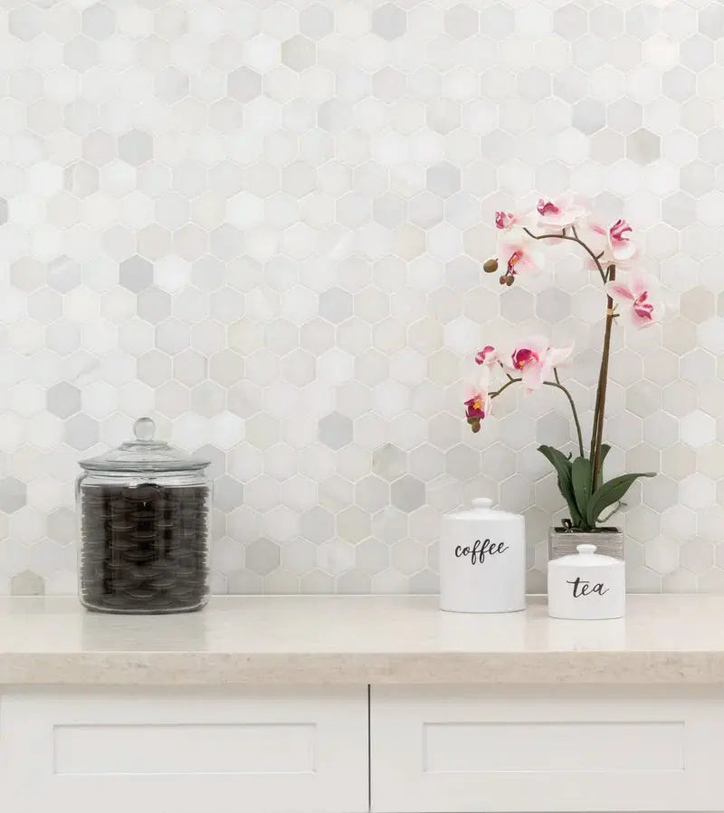 Greecian White Hexagon 11.75 X 12 Polished Marble Mosaic Tile